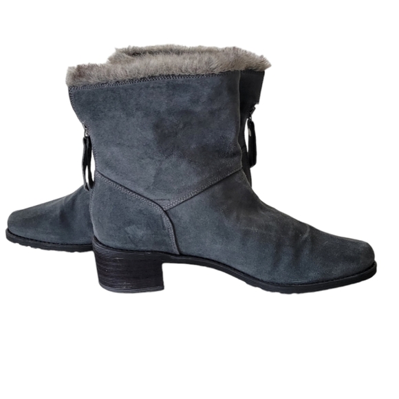Stuart Weitzman Grey Suede Booties Faux Fur - Picture 6 of 10